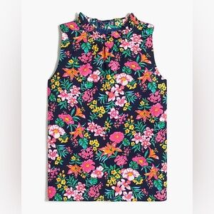 Printed‎ ruffleneck top J Crew size medium like new